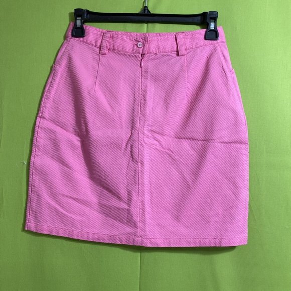 Tori Richard Women Pink A Line Mini Skirt Semi Texture Back Zip Front Pocket Sz2 - Picture 6 of 10